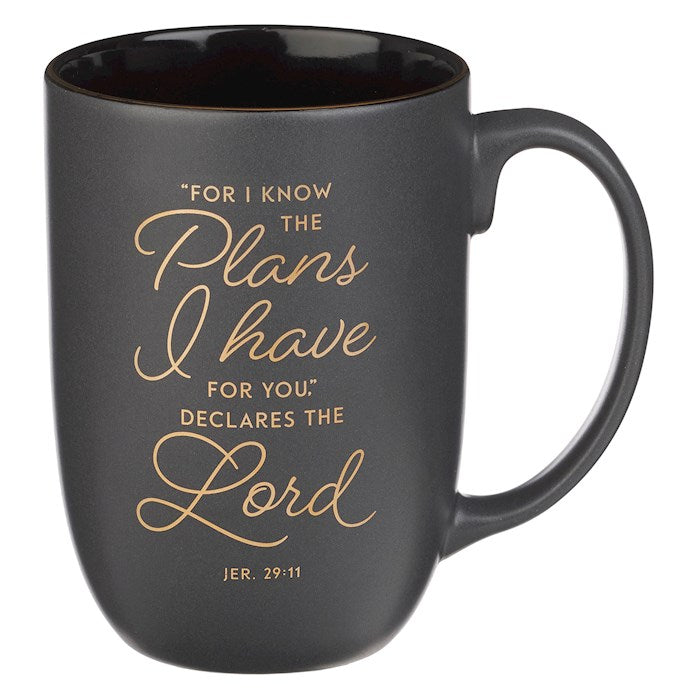 Mug-For I Know the Plans I Have For You (Jer. 29:11  )-Graphite Gray Ceramic