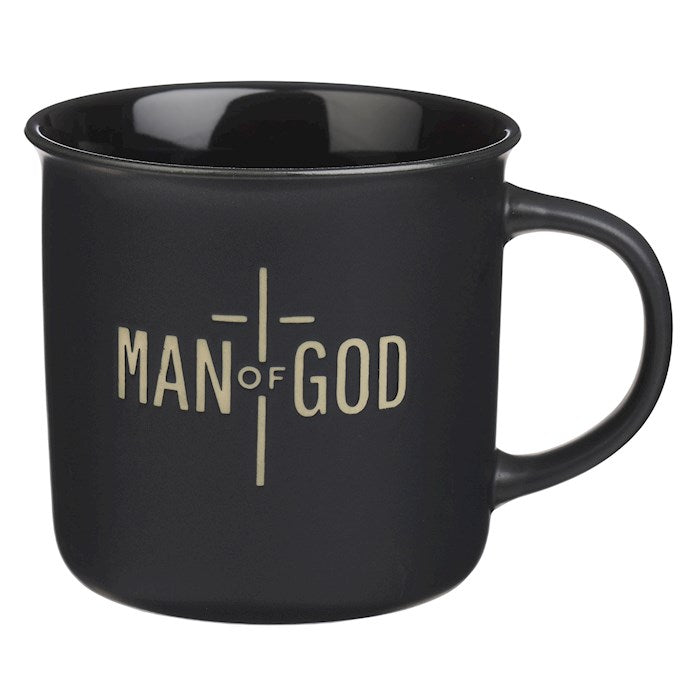Mug-Man Of God (1 Timothy 6:11)-Matte Black Ceramic