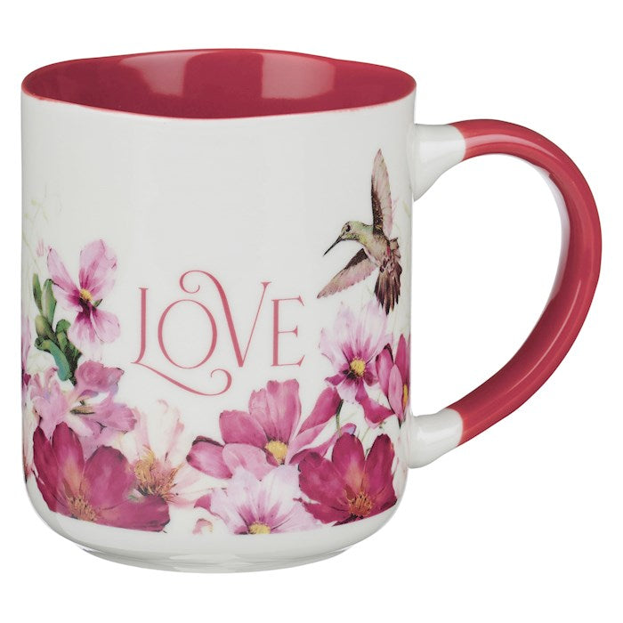 Mug-Love Is Patient (1 Corinthians 13:4)-Pink Hummingbird Ceramic