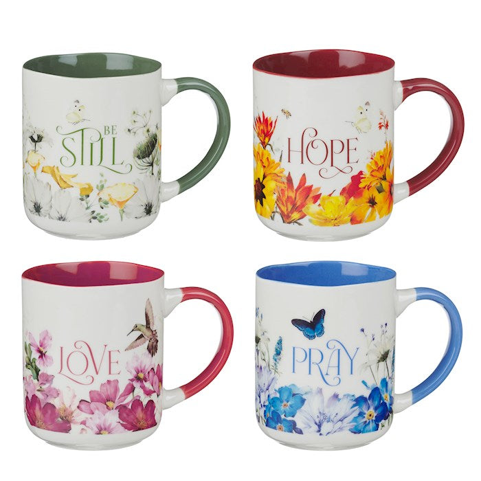 Mug Set-Love Hope Pray Be Still (Set Of 4)-Ceramic