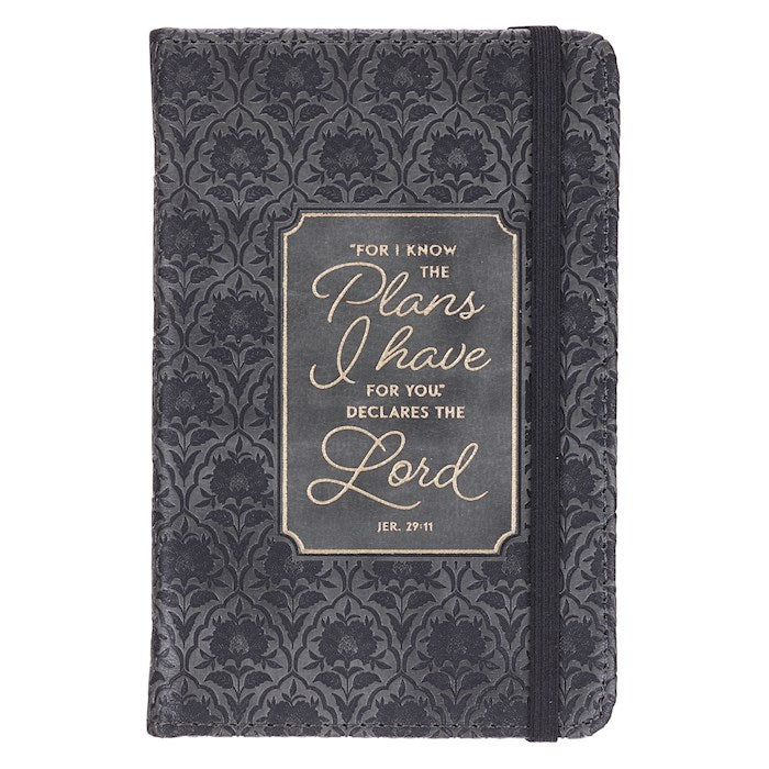Notebook-For I Know The Plans I Have For You (Jer. 29:11)-Graphite Gray w/Elastic Closure