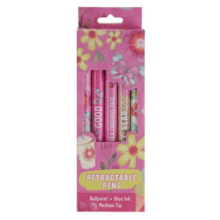 Pen Set-Pink Sprinkled With Joy Retractable Assortment (Set Of 5)