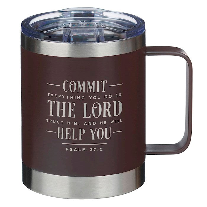 Mug-Commit Everything You Do To The Lord (Psalm 37:5)-Camp-Style Stainless Steel (11 oz)