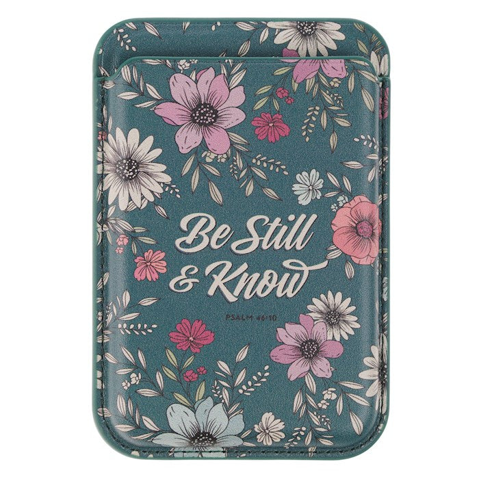 Phone Wallet Magnetic Teal Be Still &amp; Know Ps. 46:10