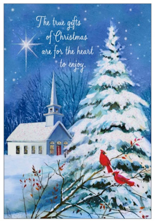 Boxed Card-Christmas-Cardinals &amp; Church (Box Of 16)