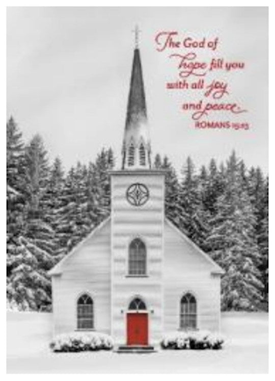 Boxed Card-Christmas-Black &amp; White Church (Box Of 16)