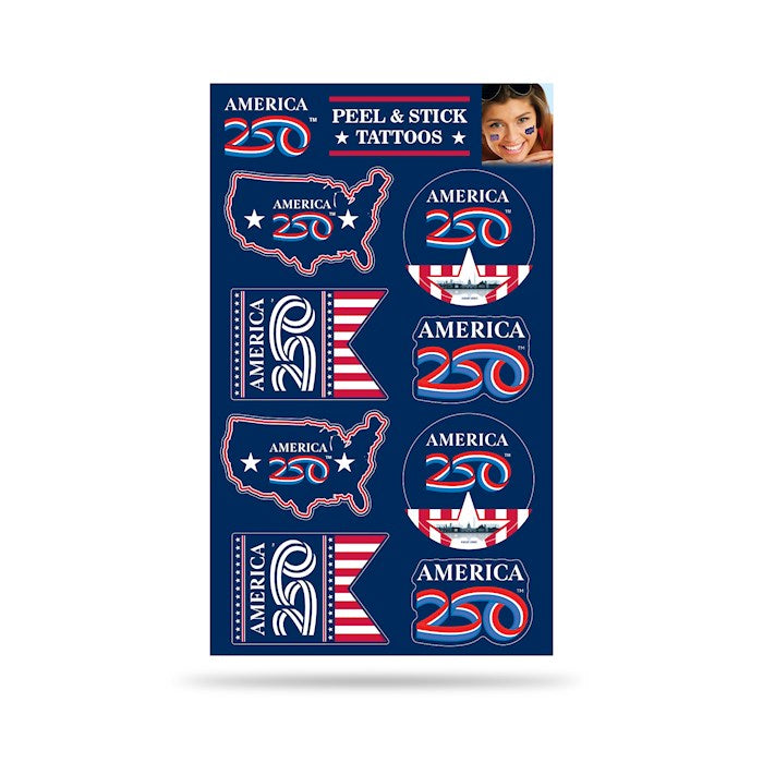 Tattoo-America 250th Birthday-8 Peel And Stick (3" x 5")