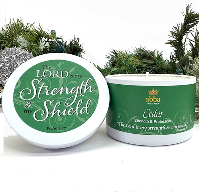 Candle-Cedar W/Scripture White Tin-8 Oz