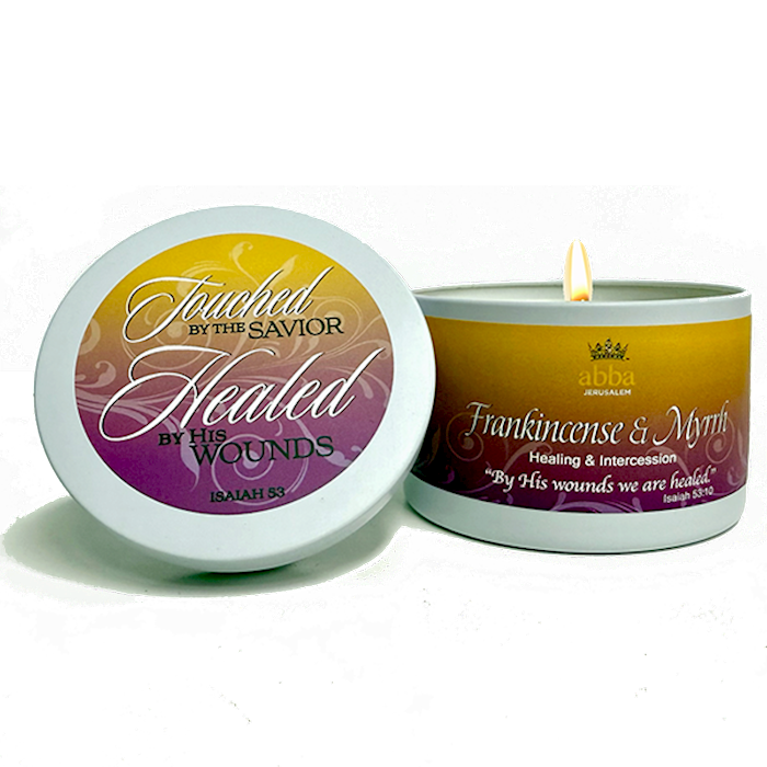 Candle-Frankincense &amp; Myrrh W/Scripture White Tin-8 Oz