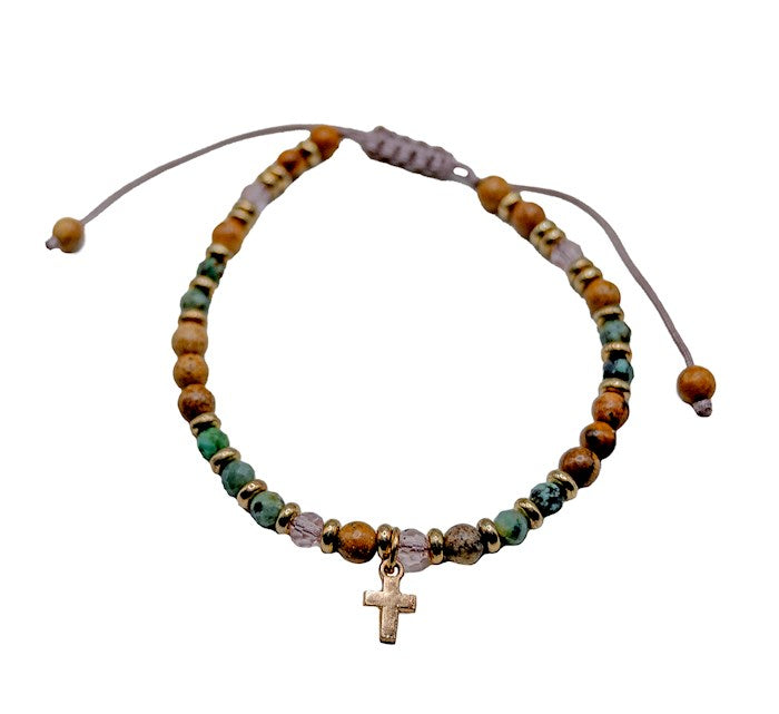 Bracelet-Eden Merry-Cross-Beaded w/ Prayer Card
