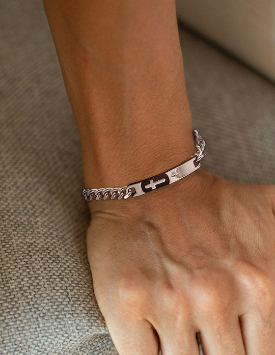 Bracelet-Eden Merry-Cross-Black/Silver