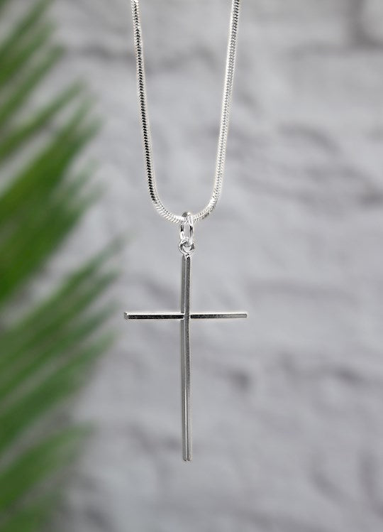 Necklace-Eden Merry-Slim Cross-Silver
