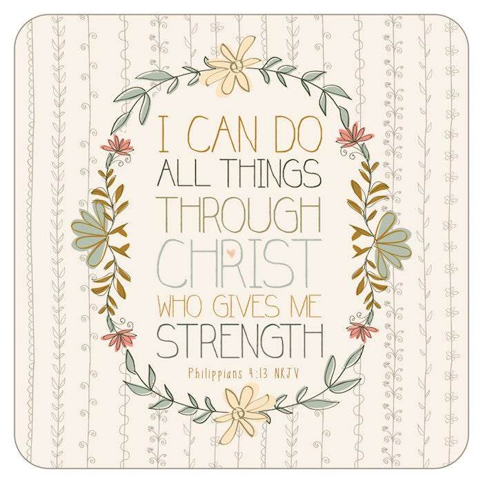 Coaster-All Things Through Christ-Square (3.75" x 3.75")