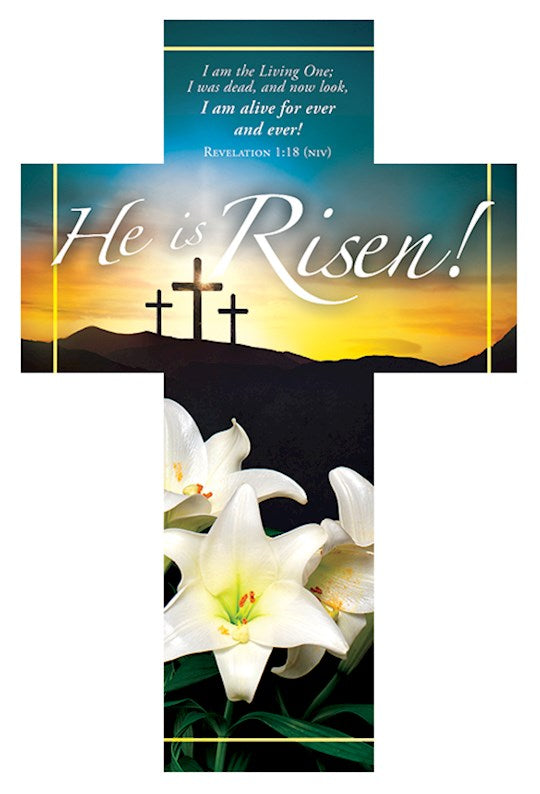 Bookmark-Easter-Cross-He Is Risen Rev 1:18 NIV (Pack of 25)