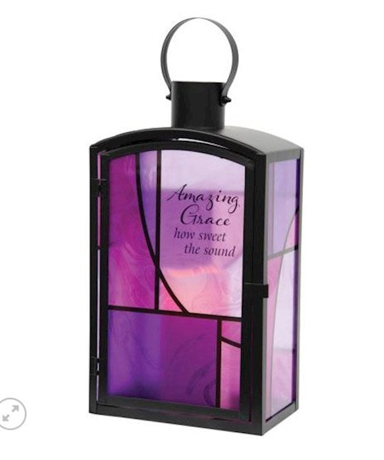 Lantern w/Flameless LED Candle &amp; Timer-Amazing Grace (16" x 7.5" x 4.5")