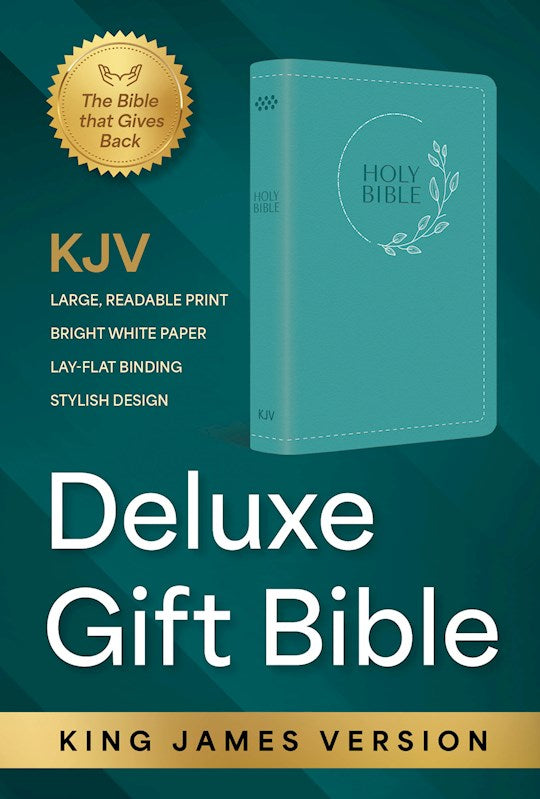 KJV Deluxe Gift Bible-Turquoise Leaf Luxury Faux Leather