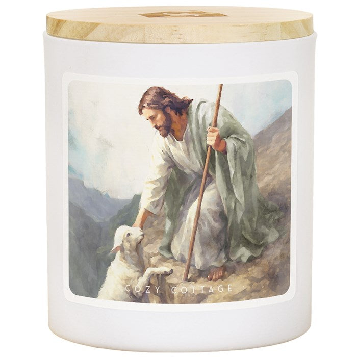 Candle-Jesus Lamb On Cliff -Cozy Cottage Scent (11OZ-2 WICK)