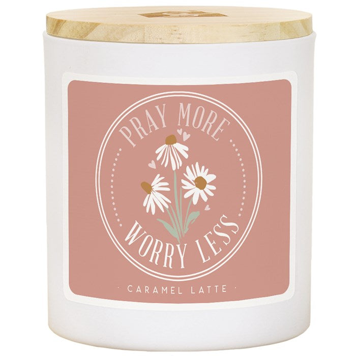 Candle-Pray More Daisies -Caramel Latte Scent (11OZ-2 WICK)