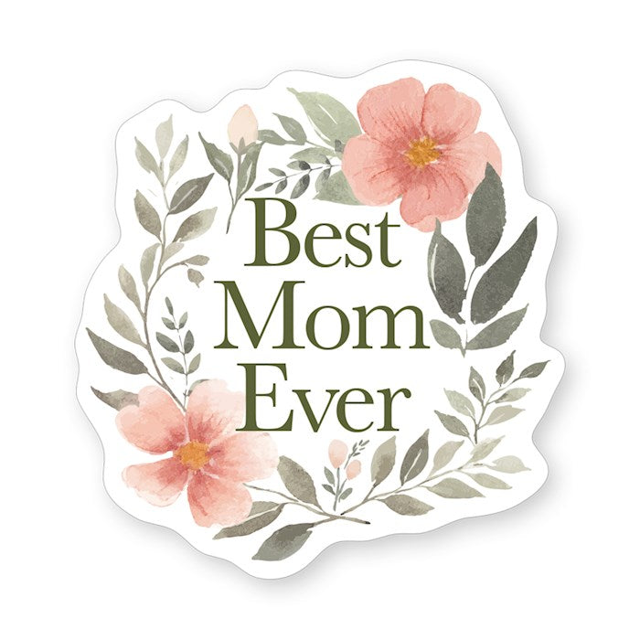 Sticker-Best Mom Ever Floral Per (2.5" X 3.5")