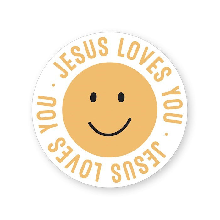 Sticker-Jesus Loves You/Smiley (2.5" x 3.5")