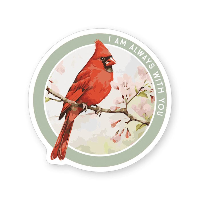 Sticker-With You Cardinal Circle (2.5" X 3.5")