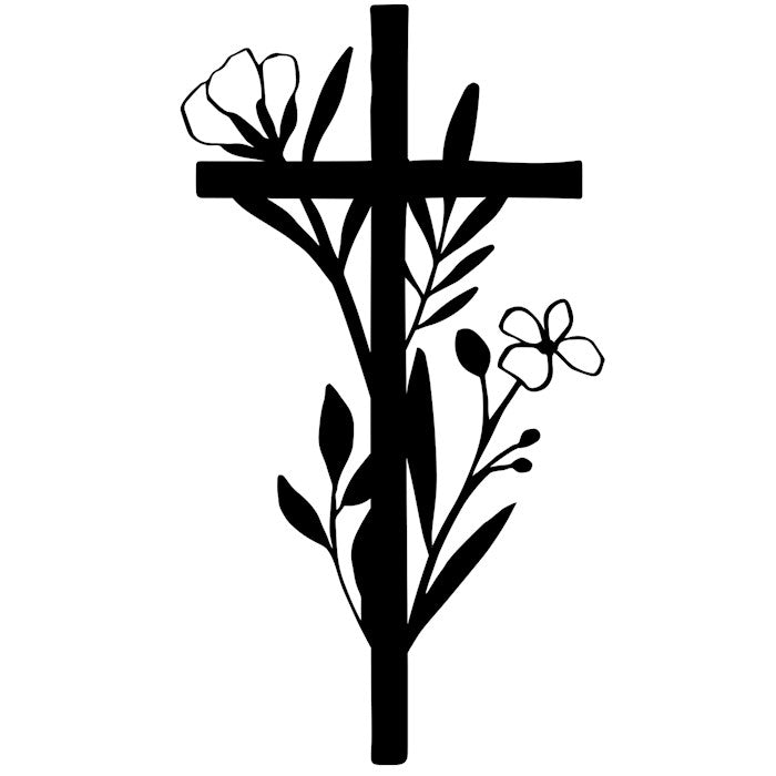 Vinyl Decal-Floral Cross (5" X 5")