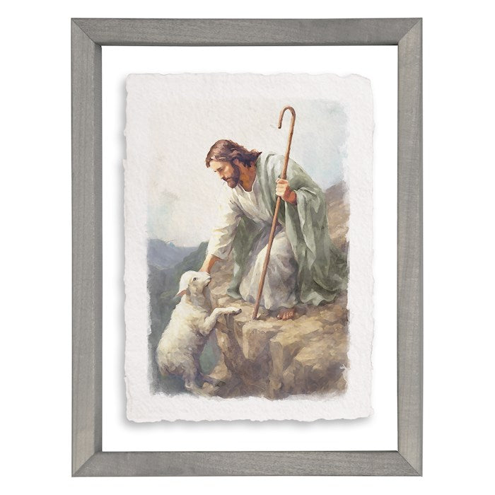 Floating Art Rectangle-Jesus Lamb On Cliff (11.25" X 14")