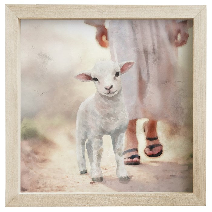 Frame-Lamb Walking On Path-Rustic (10" x 10") (SHIPPING SEP 2026)