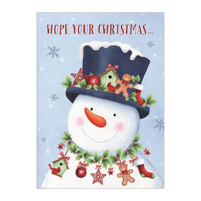 Boxed Card-Christmas-Snowman With Top Hat (Box Of 20)