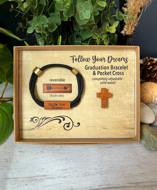 Bracelet &amp; Pocket Cross Set-Follow Your Dreams-Cedar