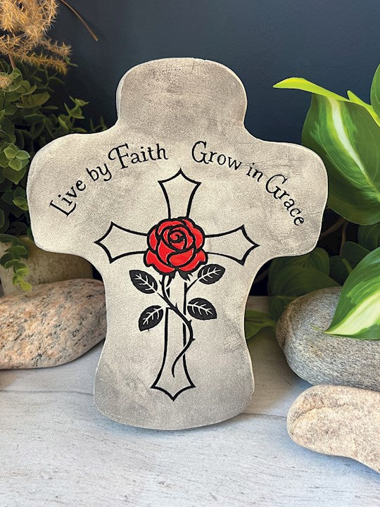 Garden Stone-Live By Faith-Concrete