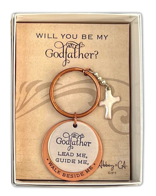 Keyring-Be My Godfather w/ Cross