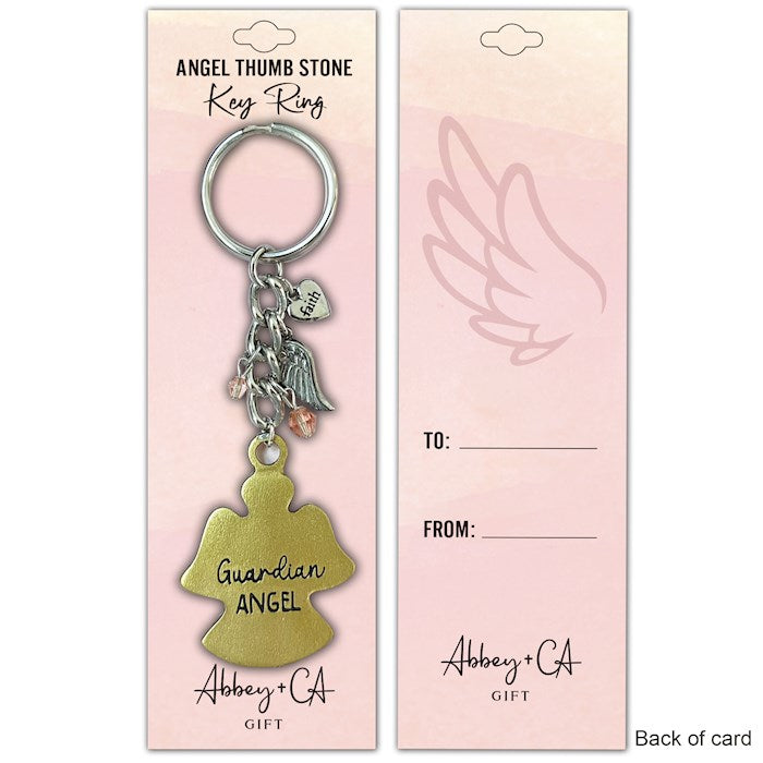 Keyring-Thumb Stone-Guardian Angel/Angel w/ Charms &amp; Beads