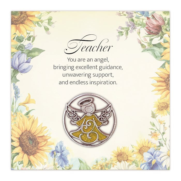 Lapel Pin-Angel-Teacher-Yellow Glitter