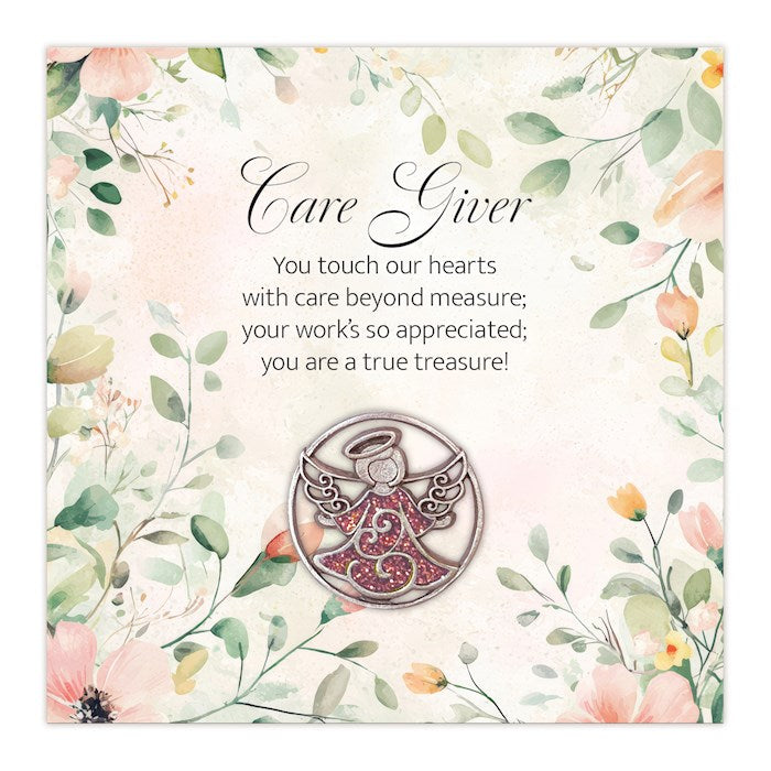 Lapel Pin-Angel-Care Giver-Orange Glitter