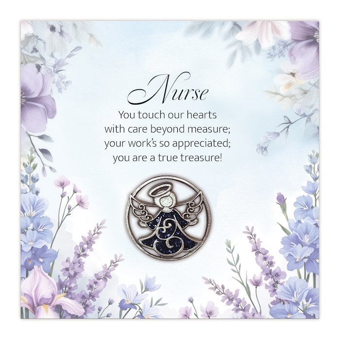 Lapel Pin-Angel-Nurse-Blue Glitter