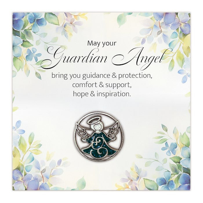 Lapel Pin-Angel-Guardian Angel-Blue Glitter