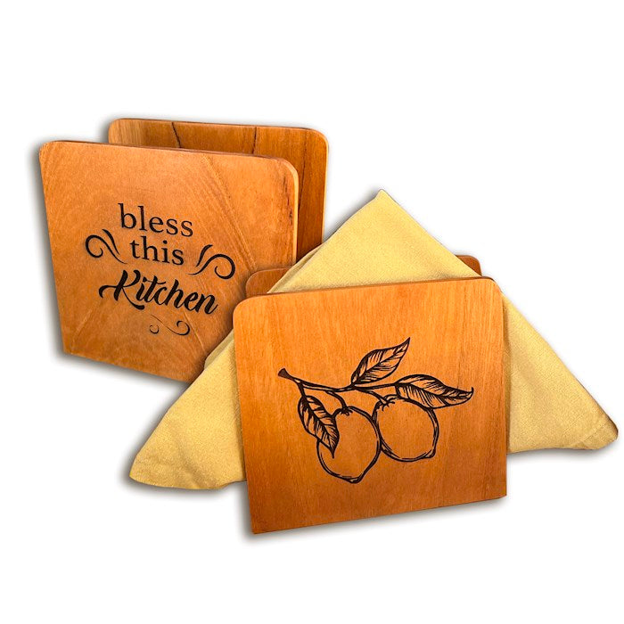 Napkin Holder-Bless This Kitchen-Cedar