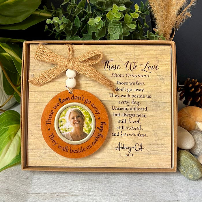 Ornament-Photo-Those We Love w/ Burlap Ribbon &amp; Beads