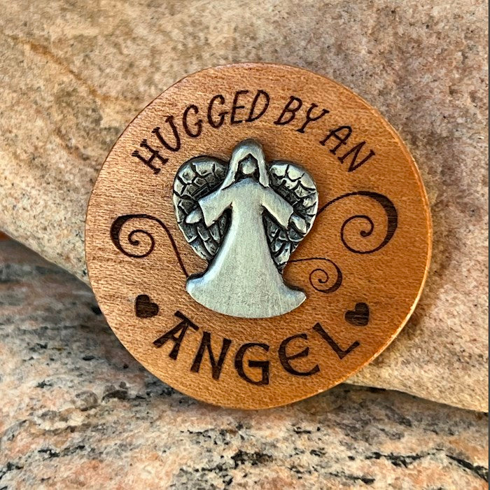 Pocket Token-Hugged By An Angel-Cedar/Metal (Pack Of 6)