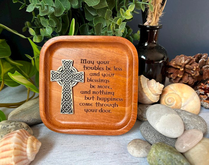 Trinket DishMay Your Troubles-Cedar (4" Sq.)
