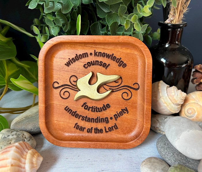 Trinket Dish7 Gifts Of The Holy Spirit-Cedar (4" Sq.)