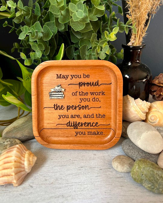 Trinket Dish-Teacher Prayer-Cedar (4" Square)