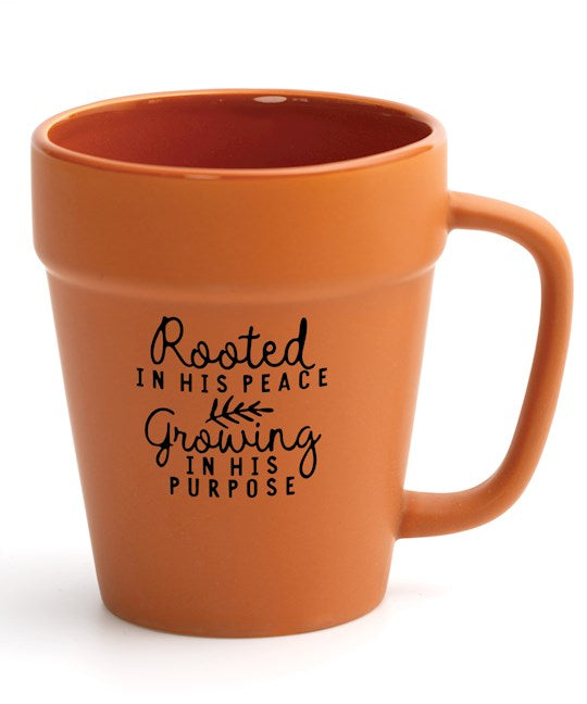 Mug-Designer Planter-Rooted In His Peace (14 Oz)