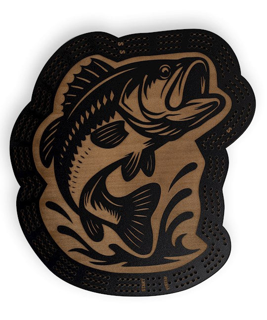 Cribbage Board-Bass-Black (10.5" x 12")