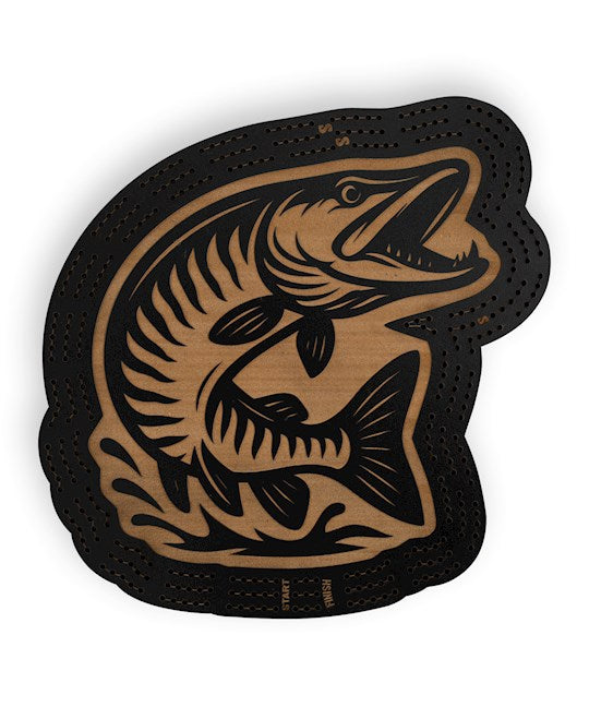 Cribbage Board-Musky-Black (11" x 11.5")