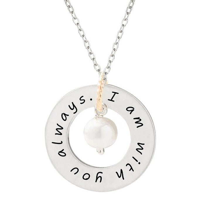 Necklace-I Am With You Always (Matthew 28:20)-Silver Plated
