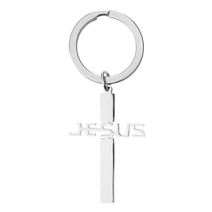 Display-Keychain-Jesus/Cross Stainless Steel Assortment (Tub Of 24)