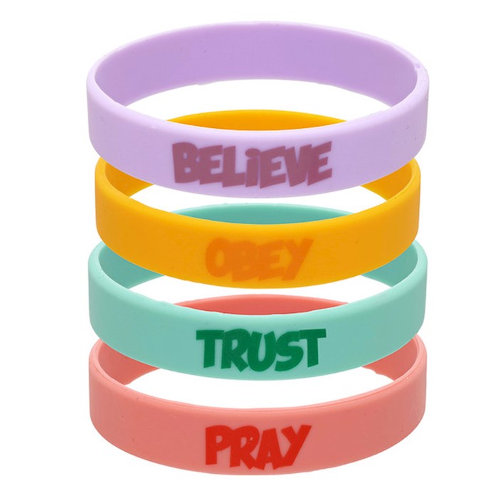 Display-Bracelet-Silicone Words Of Faith Assortment (Tub Of 24)