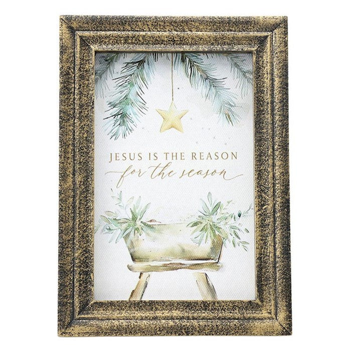 Framed Linen-Jesus Is The Reason w/Gold Edging (5" x 7")